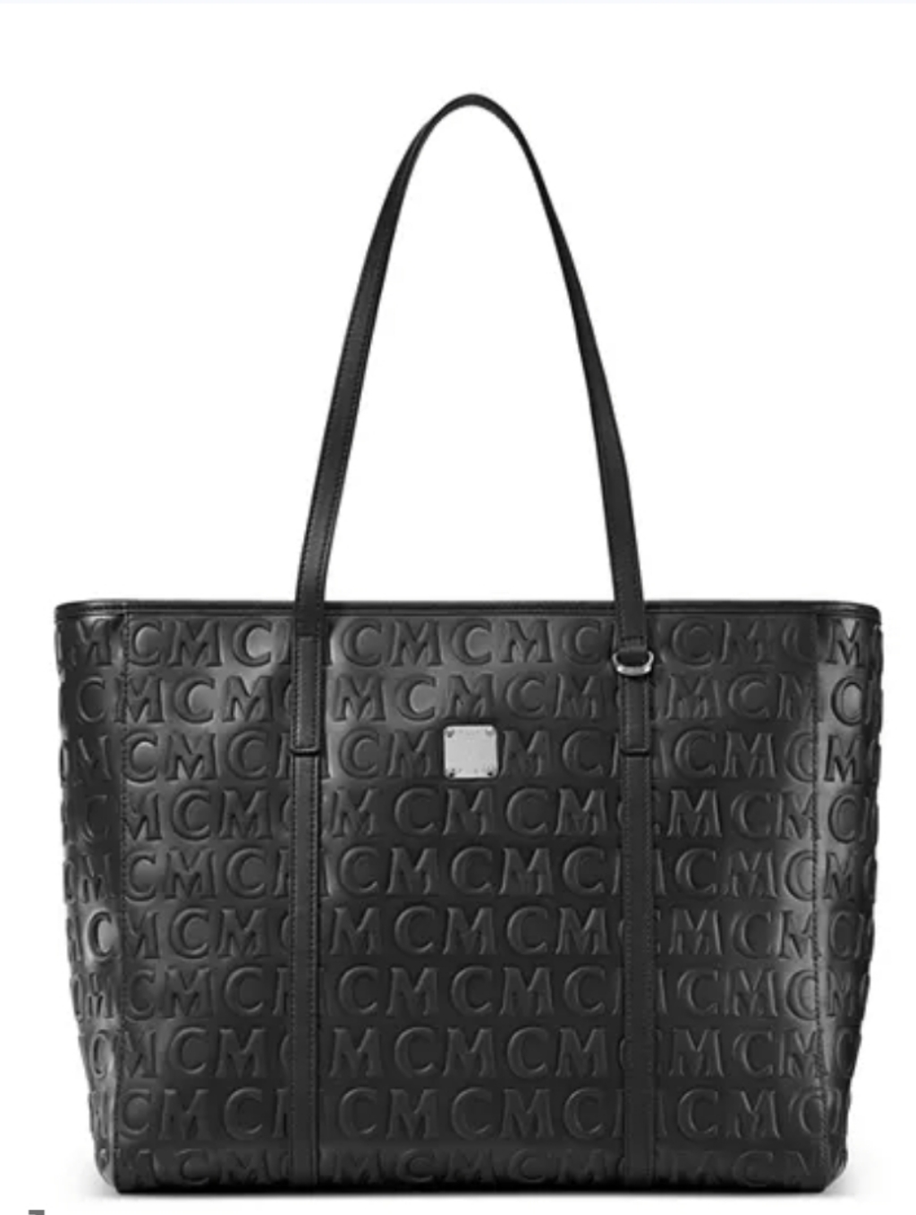 Mcm Black Embossed Logo Leather Tote